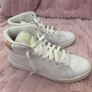 Nike White and Gold High-Top Sneakers